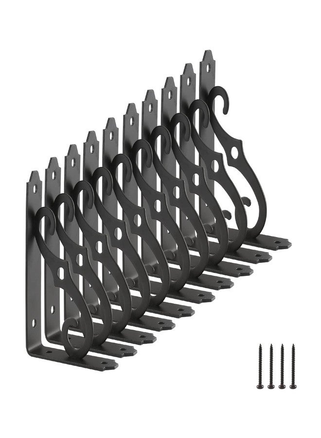 HOME MASTER HARDWARE 5 inch Shelf L Brackets Decorative Shelf Brackets Shelf Support Corner Brace Joint Right Angle Bracket with Screws Black 10-Pack (5 x 3-1/2 inch) - Image 1