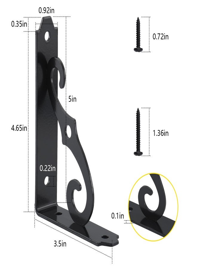 HOME MASTER HARDWARE 5 inch Shelf L Brackets Decorative Shelf Brackets Shelf Support Corner Brace Joint Right Angle Bracket with Screws Black 10-Pack (5 x 3-1/2 inch) - Image 2