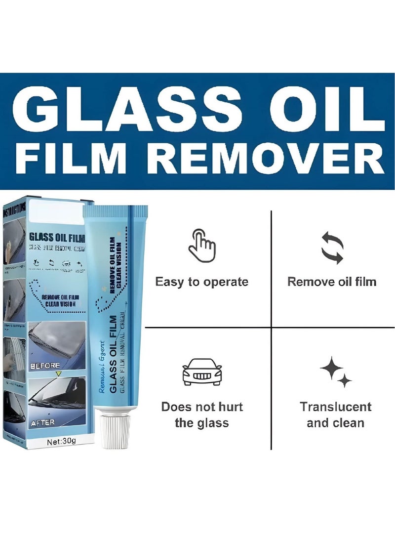 Excefore Car Glass Oil Film Cleaner Glass Film Removal Cream Car Windshield Oil Film Cleaner Glass Stripper Water Spot Remover with Sponge and Towel for Car Home Bathroom Glass - Image 4
