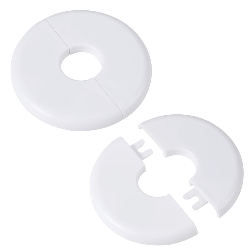 Gosknor 2pcs Wall Split Flange, Self-Adhesive Escutcheon Plate for Buckle 17mm Water Pipes ABS Round â€‹Hole Plumbing Floor Ceiling Cover Plates for Faucet Kitchen Toilet Decorative (White) - Image 1