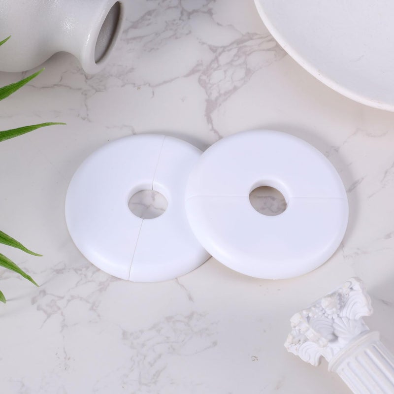 Gosknor 2pcs Wall Split Flange, Self-Adhesive Escutcheon Plate for Buckle 17mm Water Pipes ABS Round â€‹Hole Plumbing Floor Ceiling Cover Plates for Faucet Kitchen Toilet Decorative (White) - Image 3
