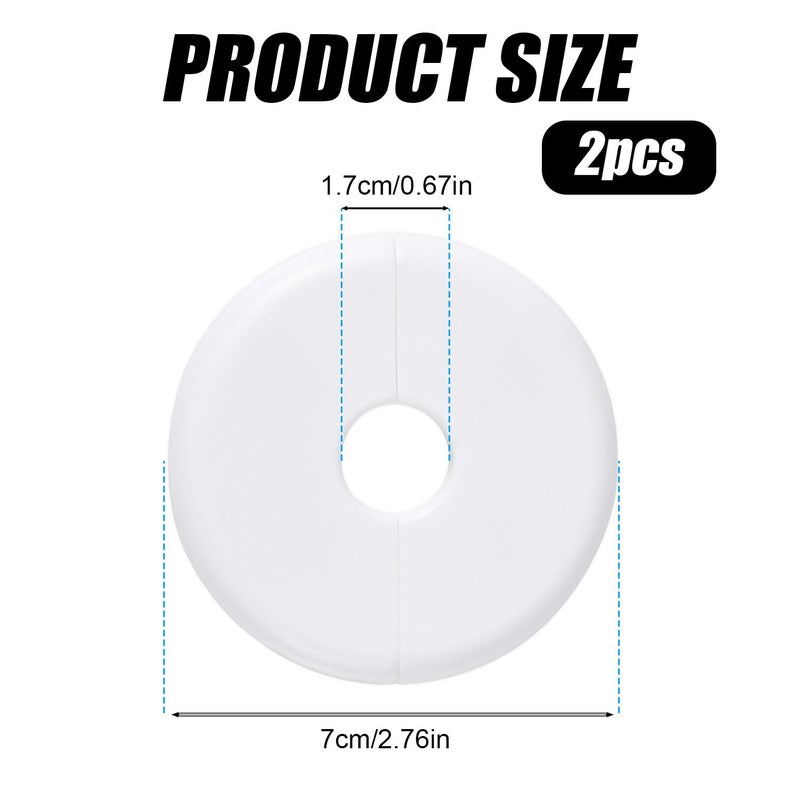 Gosknor 2pcs Wall Split Flange, Self-Adhesive Escutcheon Plate for Buckle 17mm Water Pipes ABS Round â€‹Hole Plumbing Floor Ceiling Cover Plates for Faucet Kitchen Toilet Decorative (White) - Image 2
