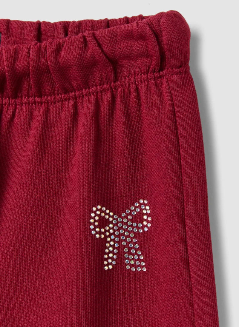 Ovs  OVS Red Pure Cotton Trousers With Elasticated Waist And Bow For Girls for Women | Best Price UAE