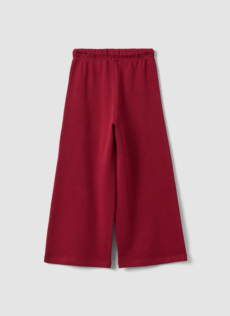 Ovs OVS Red Pure Cotton Trousers With Elasticated Waist And Bow For Girls