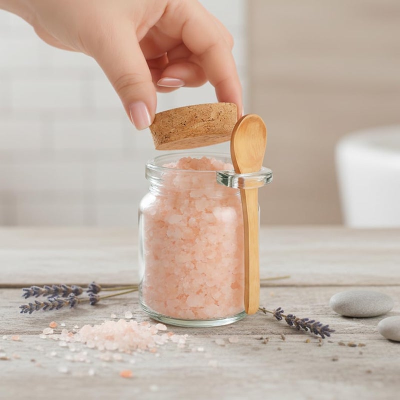 Ahhute Sugar Scrub Containers, Bath Salt Jar, Spice Jars with Bamboo Spoon, Body Scrub Containers, 8oz Sugar Scrub Jars, Homemade Butter Container W/ Labels and Cleaning Brush, 12 Pack - Image 4
