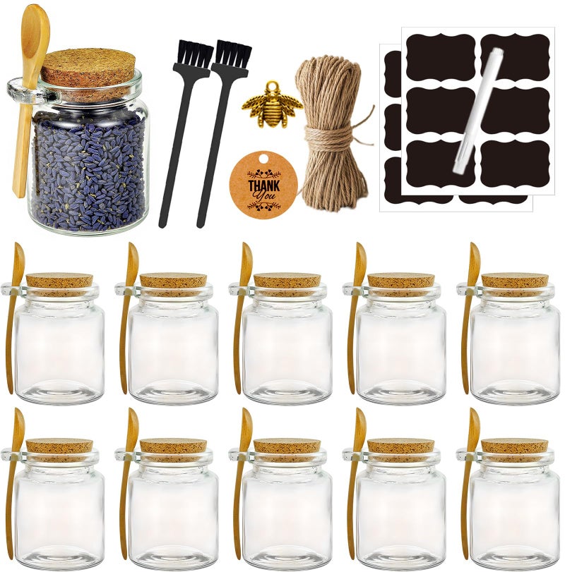 Ahhute Sugar Scrub Containers, Bath Salt Jar, Spice Jars with Bamboo Spoon, Body Scrub Containers, 8oz Sugar Scrub Jars, Homemade Butter Container W/ Labels and Cleaning Brush, 12 Pack - Image 1