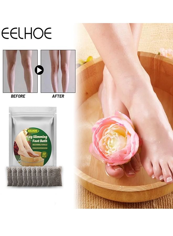 EELHOE 10 Pcs Leg Slimming Foot Bath Mild Herbal Formula And Stimulates Detoxification Wormwood Ginger Foot Soak Foot Reflexology Spa Relax Massage Chinese Herbal Formula For All Ages - Image 1