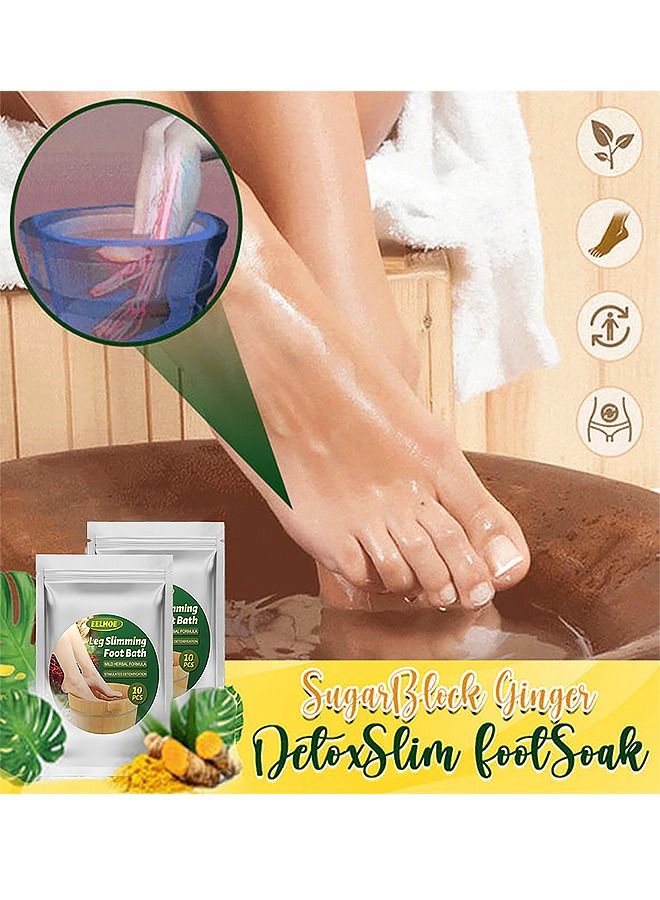 EELHOE 10 Pcs Leg Slimming Foot Bath Mild Herbal Formula And Stimulates Detoxification Wormwood Ginger Foot Soak Foot Reflexology Spa Relax Massage Chinese Herbal Formula For All Ages - Image 3