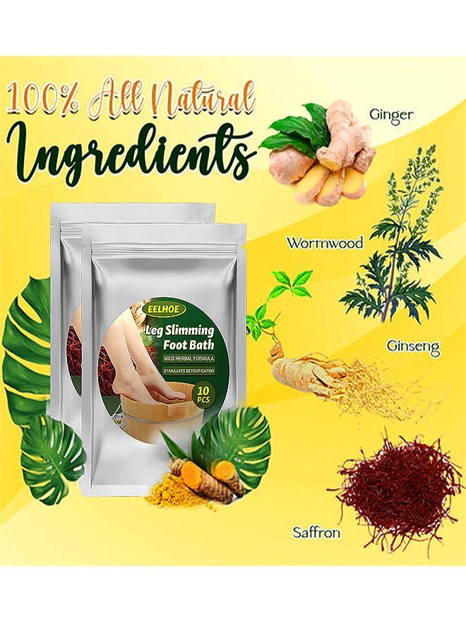 EELHOE 10 Pcs Leg Slimming Foot Bath Mild Herbal Formula And Stimulates Detoxification Wormwood Ginger Foot Soak Foot Reflexology Spa Relax Massage Chinese Herbal Formula For All Ages - Image 2