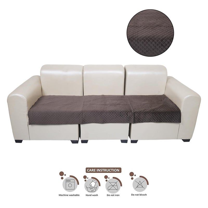 KINGLY Velvet Quilted Universal Armrest Sofa Cover – Non-Slip, Washable Couch Arm Protector for Daily Use (Taupe Brown, 1pc – 23x27) - Image 3