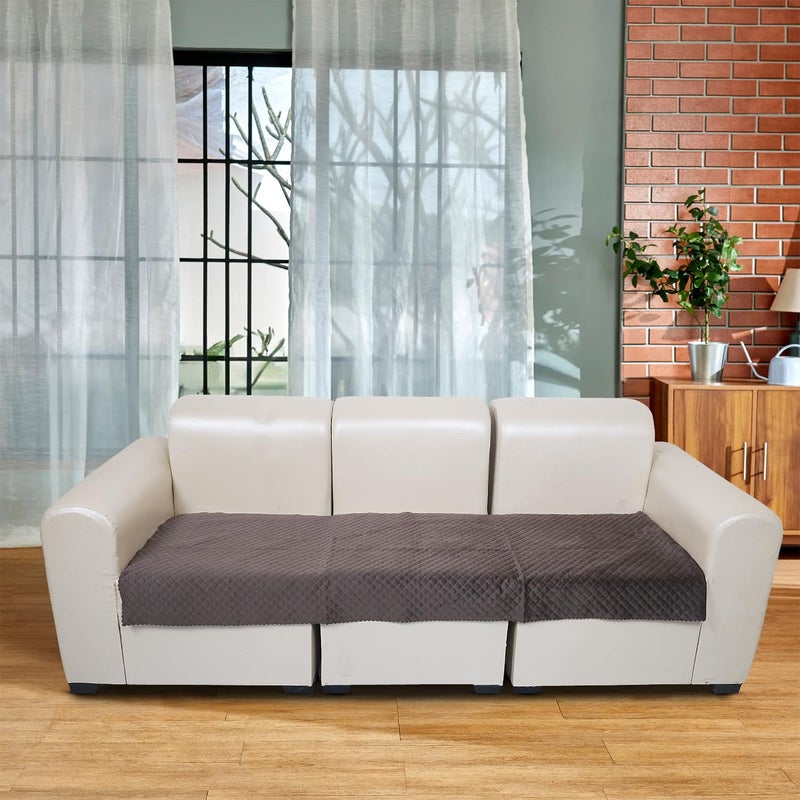 KINGLY Velvet Quilted Universal Armrest Sofa Cover – Non-Slip, Washable Couch Arm Protector for Daily Use (Taupe Brown, 1pc – 23x27) - Image 2