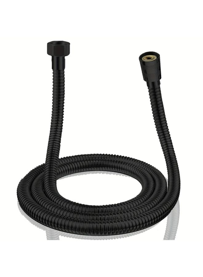 Flexible 59 Inch Black Shower Hose High Pressure Temperature Resistant Universal 1 2 Inch Connectors - Image 1