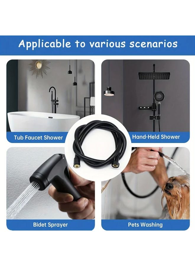 Flexible 59 Inch Black Shower Hose High Pressure Temperature Resistant Universal 1 2 Inch Connectors - Image 4