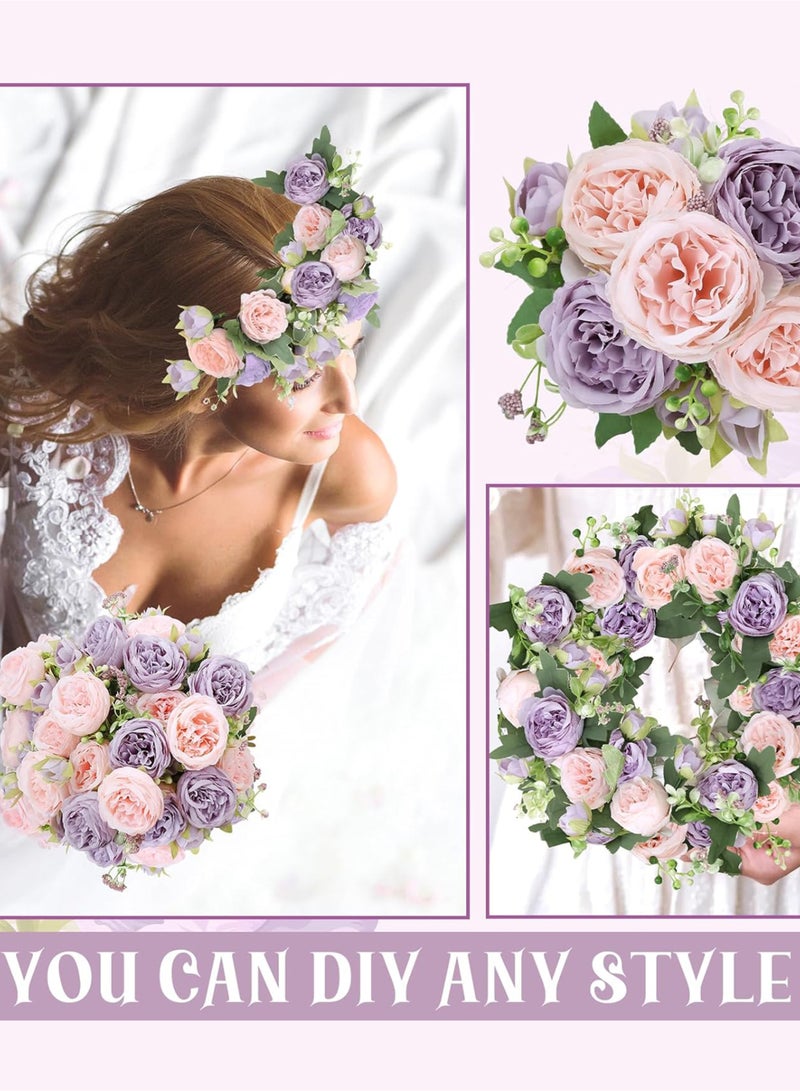 3 Pack Peonies Artificial Flowers, Fake Silk Hydrangea Bouquet for Bridal Wedding Home Table Decor Reusable Dining Opening Ceremony Birthday Arrangement Faux Floral (No bottle) - Image 4