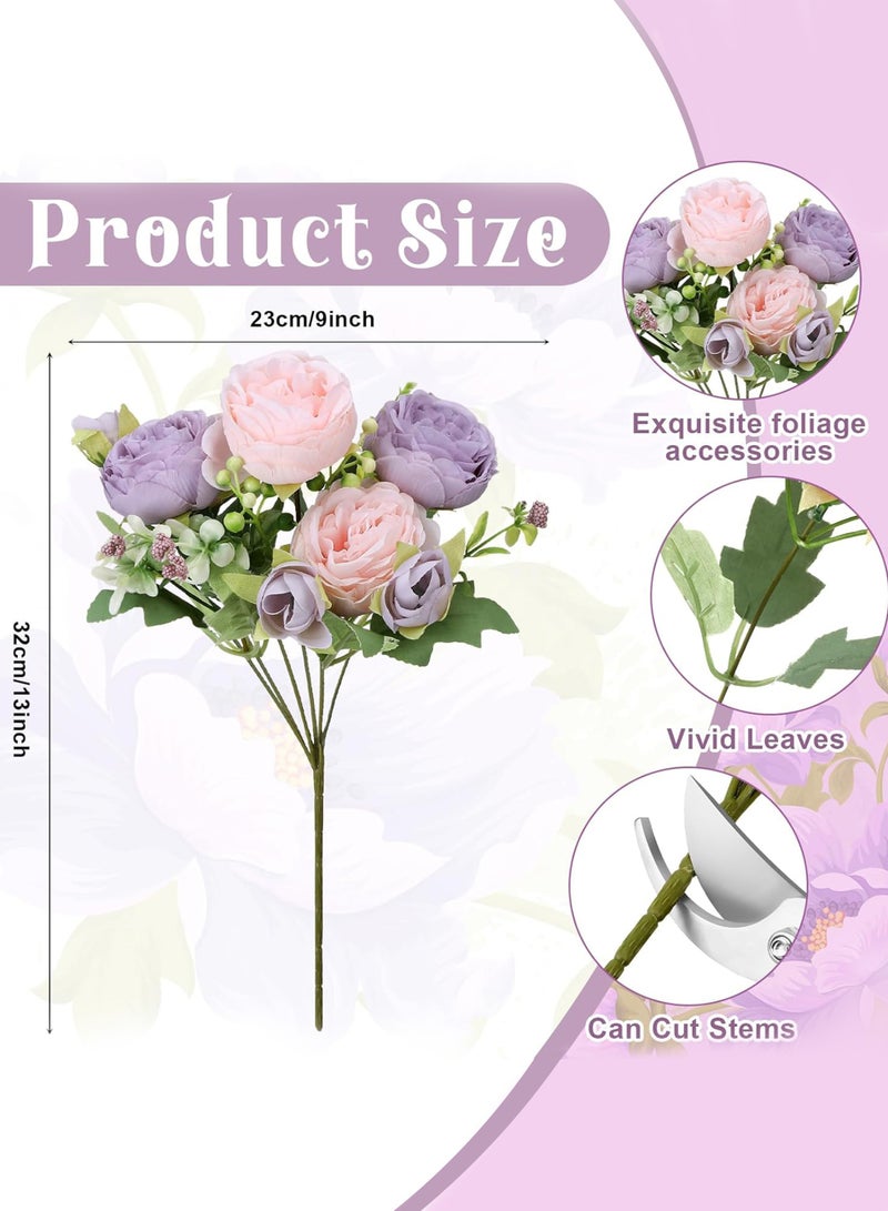 3 Pack Peonies Artificial Flowers, Fake Silk Hydrangea Bouquet for Bridal Wedding Home Table Decor Reusable Dining Opening Ceremony Birthday Arrangement Faux Floral (No bottle) - Image 2