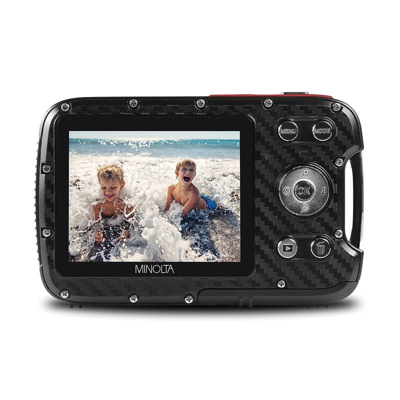 Minolta Waterproof Digital Camera - Underwater 16ft, 21MP Photos, 1080p HD Video, 2.8â€ LCD, 4X Digital Zoom, Anti-Shake, Face Detection, Smile Capture, Scene Modes, 16GB Memory Card (Red) - Image 3