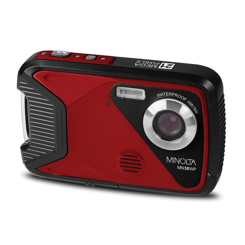 Minolta Waterproof Digital Camera - Underwater 16ft, 21MP Photos, 1080p HD Video, 2.8â€ LCD, 4X Digital Zoom, Anti-Shake, Face Detection, Smile Capture, Scene Modes, 16GB Memory Card (Red) - Image 2