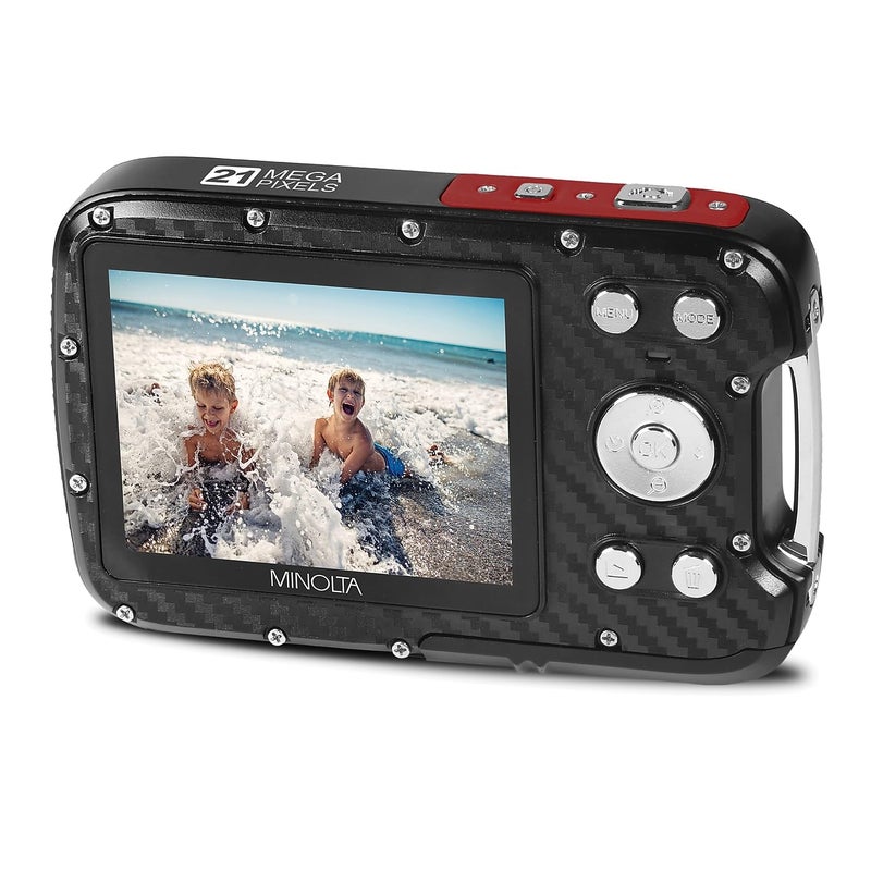 Minolta Waterproof Digital Camera - Underwater 16ft, 21MP Photos, 1080p HD Video, 2.8â€ LCD, 4X Digital Zoom, Anti-Shake, Face Detection, Smile Capture, Scene Modes, 16GB Memory Card (Red) - Image 4