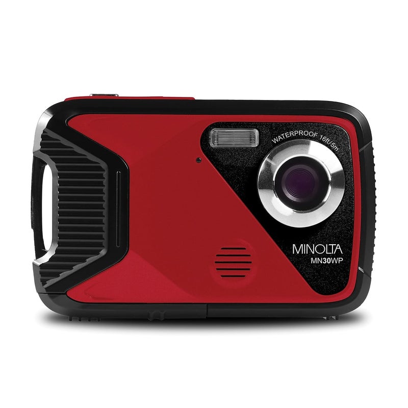 Minolta Waterproof Digital Camera - Underwater 16ft, 21MP Photos, 1080p HD Video, 2.8â€ LCD, 4X Digital Zoom, Anti-Shake, Face Detection, Smile Capture, Scene Modes, 16GB Memory Card (Red) - Image 1