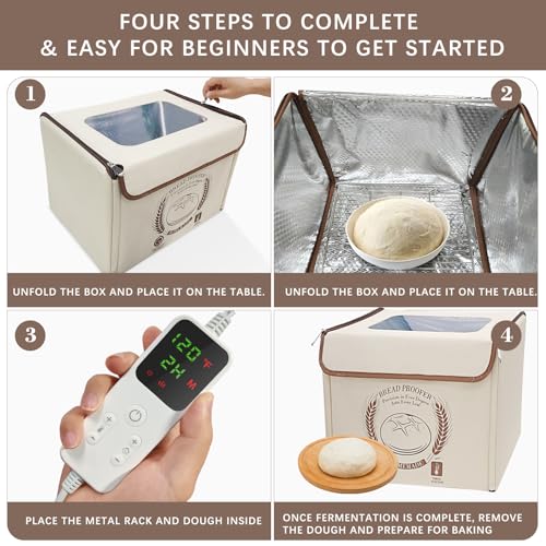 AICNLY Foldable Bread Proofing Box –Sourdough Starter Warmer Box with 77-122℉ Temp Control & 48H Timer, Insulated Fermentation Chamber for Sourdough, Yogurt, Pizza & Kombucha - Image 4