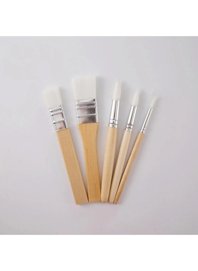 Keep Smiling Kids Wood Handle Paint Brush Set – 6 Pieces - Image 1