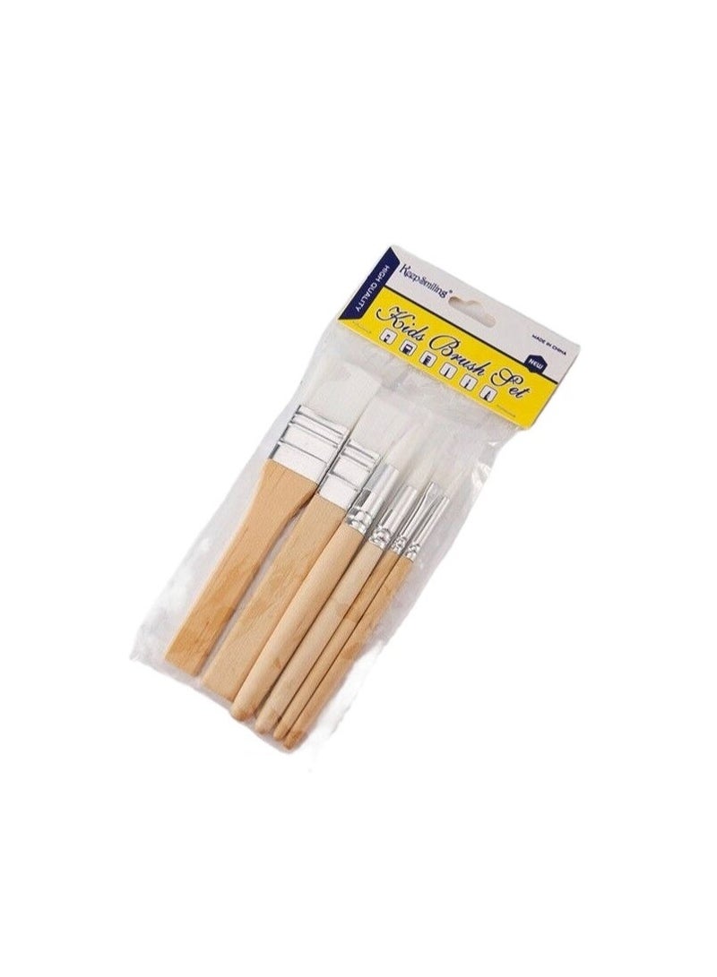 Keep Smiling Kids Wood Handle Paint Brush Set – 6 Pieces - Image 3