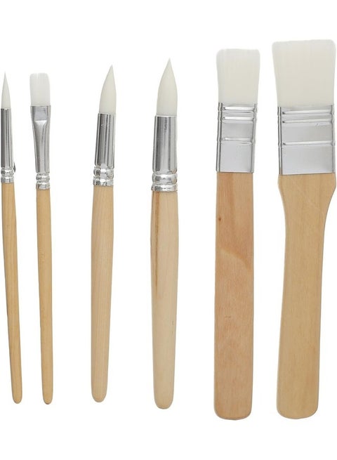 Kids Wood Handle Paint Brush Set – 6 Pieces