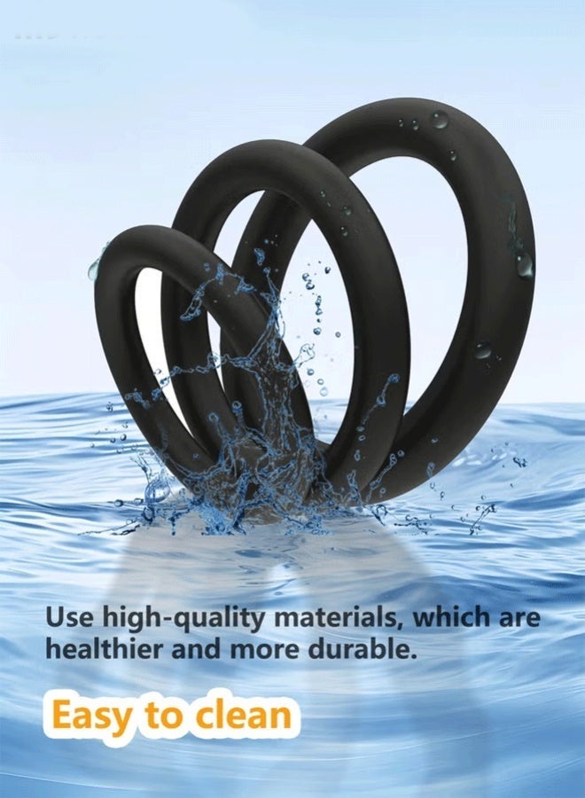 DAEVO 3-piece set silicone rings for men, sports rings, elastic, easy to stretch, tear-resistant, sports rings, extend endurance, waterproof, wear-resistant, soft, suitable for men's sports and family - Image 2
