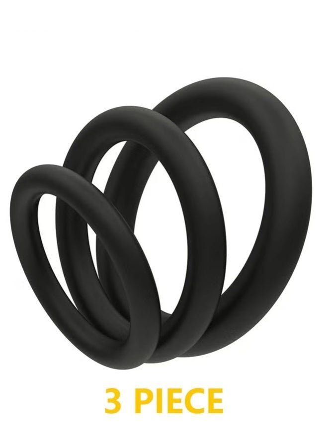 DAEVO 3-piece set silicone rings for men, sports rings, elastic, easy to stretch, tear-resistant, sports rings, extend endurance, waterproof, wear-resistant, soft, suitable for men's sports and family - Image 1