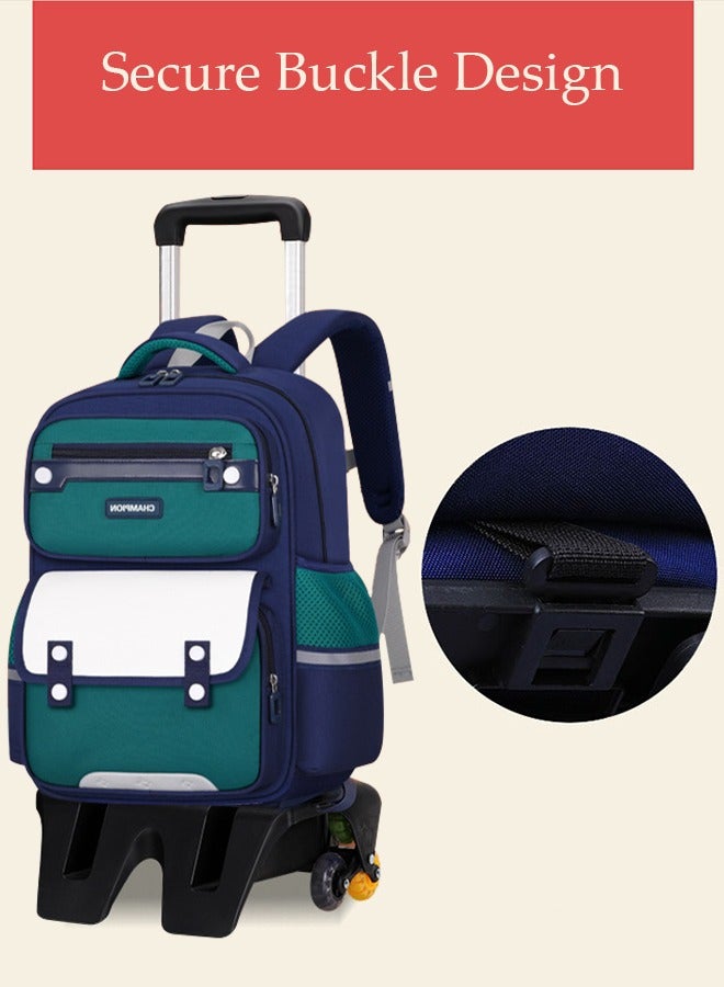 DUNISO Trolley Backpack for Kids, Wheeled Cart Aluminum Alloy, Folding Trolley Cart for Schoolbag, Luggage Cart Rolling Backpack for Children Trolley BookBag with 6 Wheels School Luggage Travel Bag  - Image 5