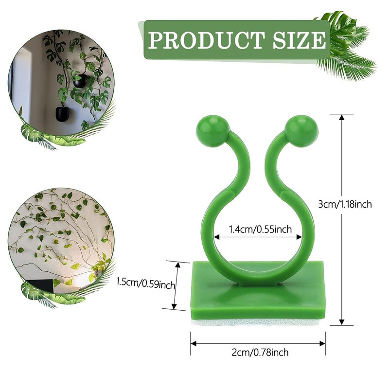 Tmofs 100Pcs Plant Climbing Wall Fixture Clips,Plant Fixer Invisible Wall Vines Fixing Clips Self-Adhesive Clips Plant Vine Traction for Indoor Outdoor Decoration and Cable Wire Fixing (Green) - Image 2