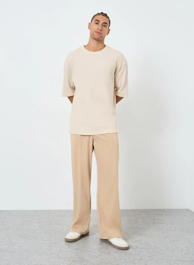 ستايلي تيشيرت واسع نسيج وافل