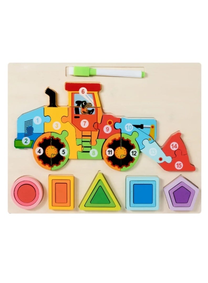 i diD 3D Puzzles Learning Game Educational Drawing Board Toy Kids Montessori Geometric Shape Matching Wooden Toys - Image 1