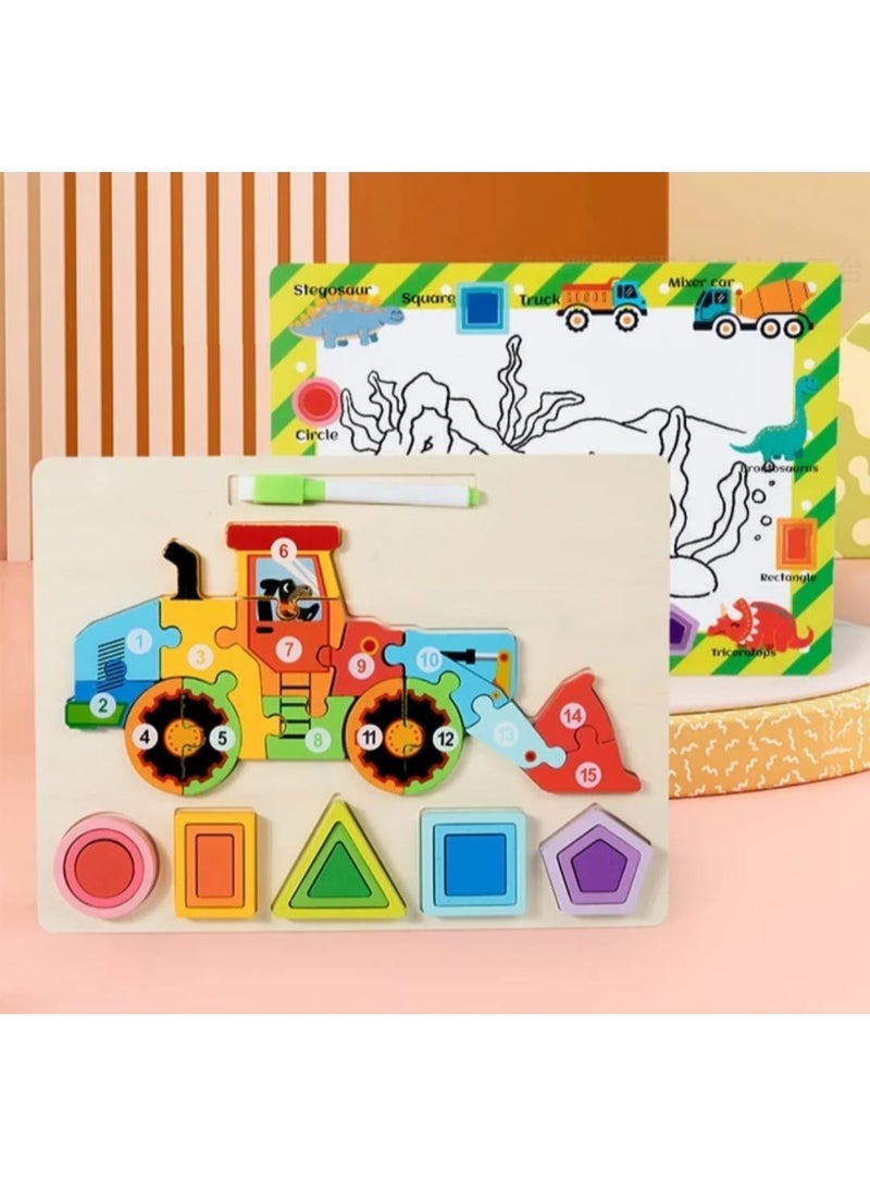 i diD 3D Puzzles Learning Game Educational Drawing Board Toy Kids Montessori Geometric Shape Matching Wooden Toys - Image 2