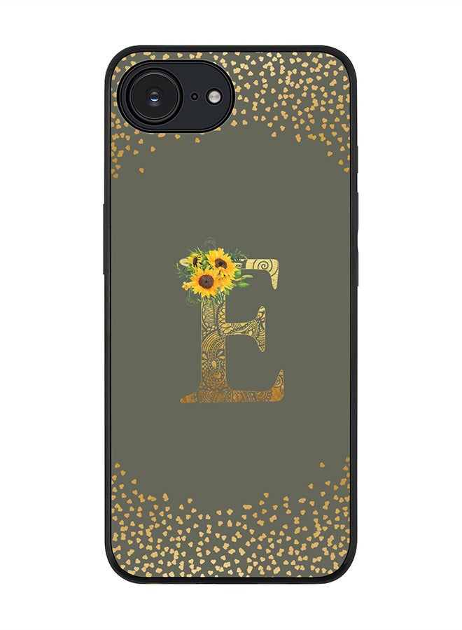 Stylizedd For Apple iPhone 16e Case,Slim fit Camera Protection, Shockproof Thin Phone cover  - Custom Floral Monogram - E  (Olive Green ) - Image 1