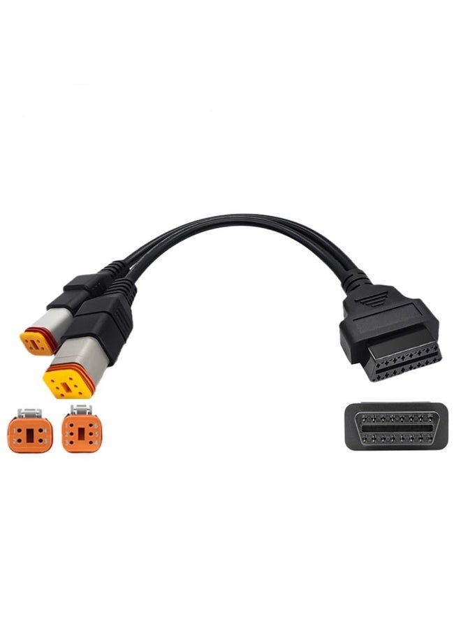 Obd2 Cable for Harley 4pin 6pin 2 in 1 Motorcycle OBD Scanner Adapter, OBD Connector Work with Motorcycle Diagnostic Tool 16 Pin to 4 Pin 6 Pin Fits for Harley Davidson Scan Tool - Image 1