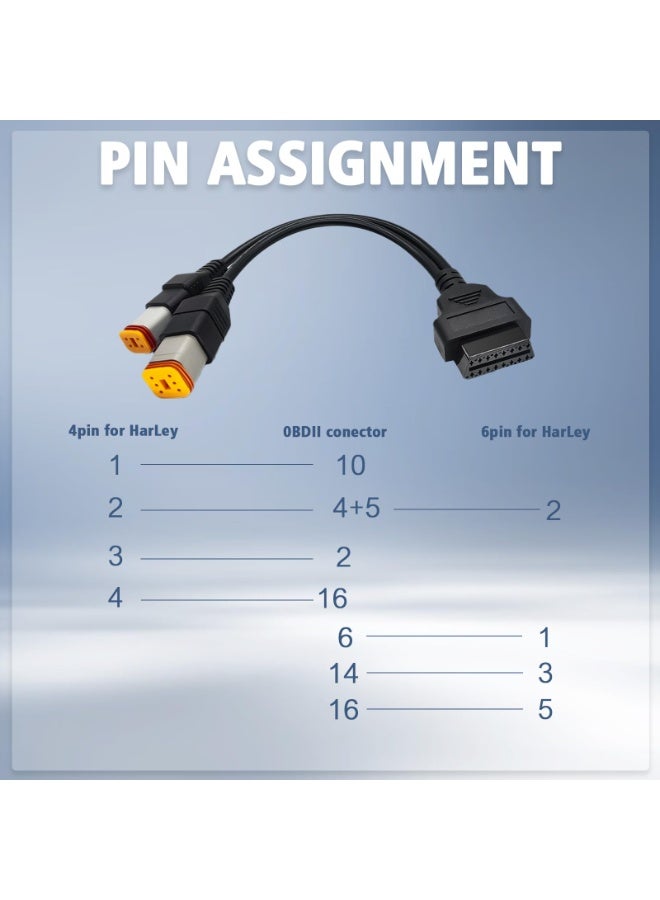 Obd2 Cable for Harley 4pin 6pin 2 in 1 Motorcycle OBD Scanner Adapter, OBD Connector Work with Motorcycle Diagnostic Tool 16 Pin to 4 Pin 6 Pin Fits for Harley Davidson Scan Tool - Image 4