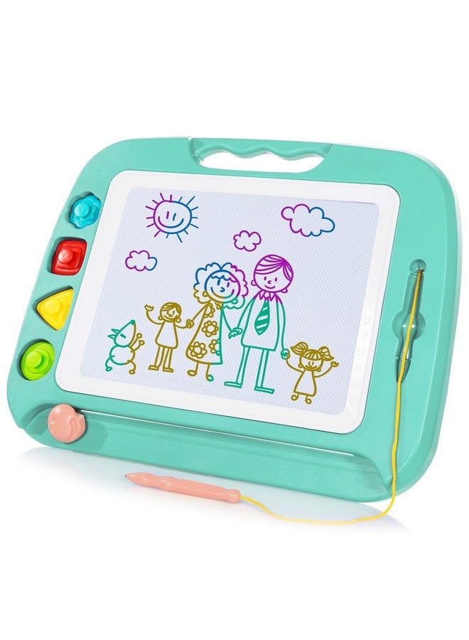 SGILE Large Magnetic Drawing Board - 4 Colors 16×13in Doodle Pad with 4 Stamps for Toddlers, Learning Toy Board Etch Sketch Gift for 36+ Month Kids Girls Boys, Green - Image 1