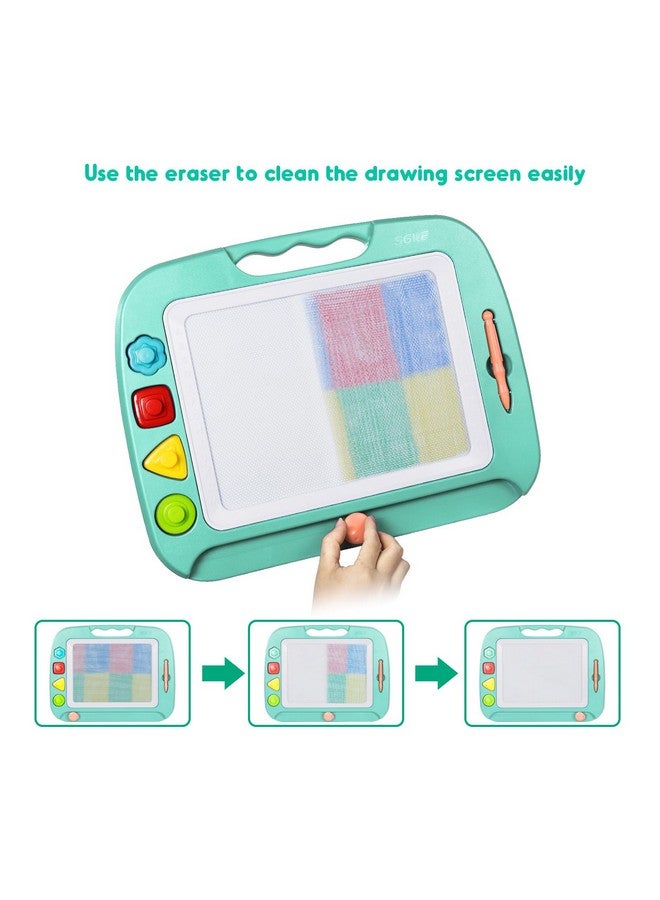 SGILE Large Magnetic Drawing Board - 4 Colors 16×13in Doodle Pad with 4 Stamps for Toddlers, Learning Toy Board Etch Sketch Gift for 36+ Month Kids Girls Boys, Green - Image 5