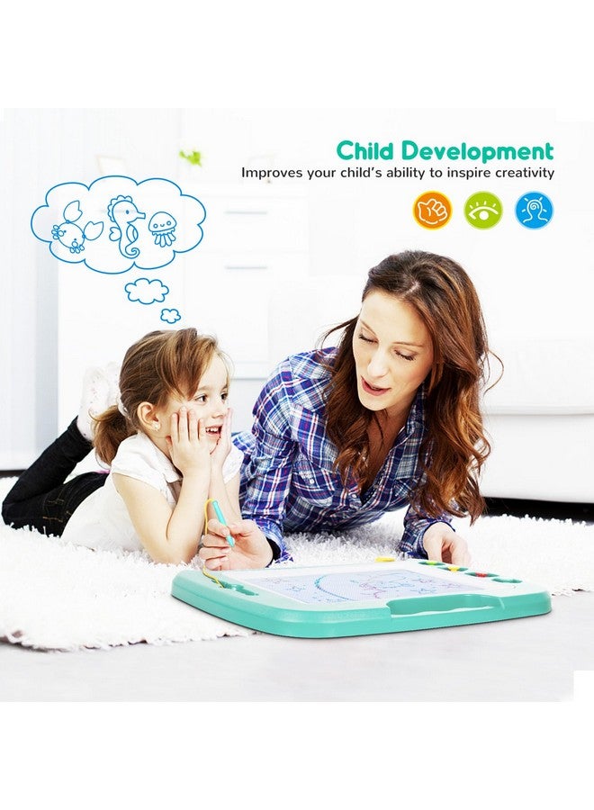SGILE Large Magnetic Drawing Board - 4 Colors 16×13in Doodle Pad with 4 Stamps for Toddlers, Learning Toy Board Etch Sketch Gift for 36+ Month Kids Girls Boys, Green - Image 4