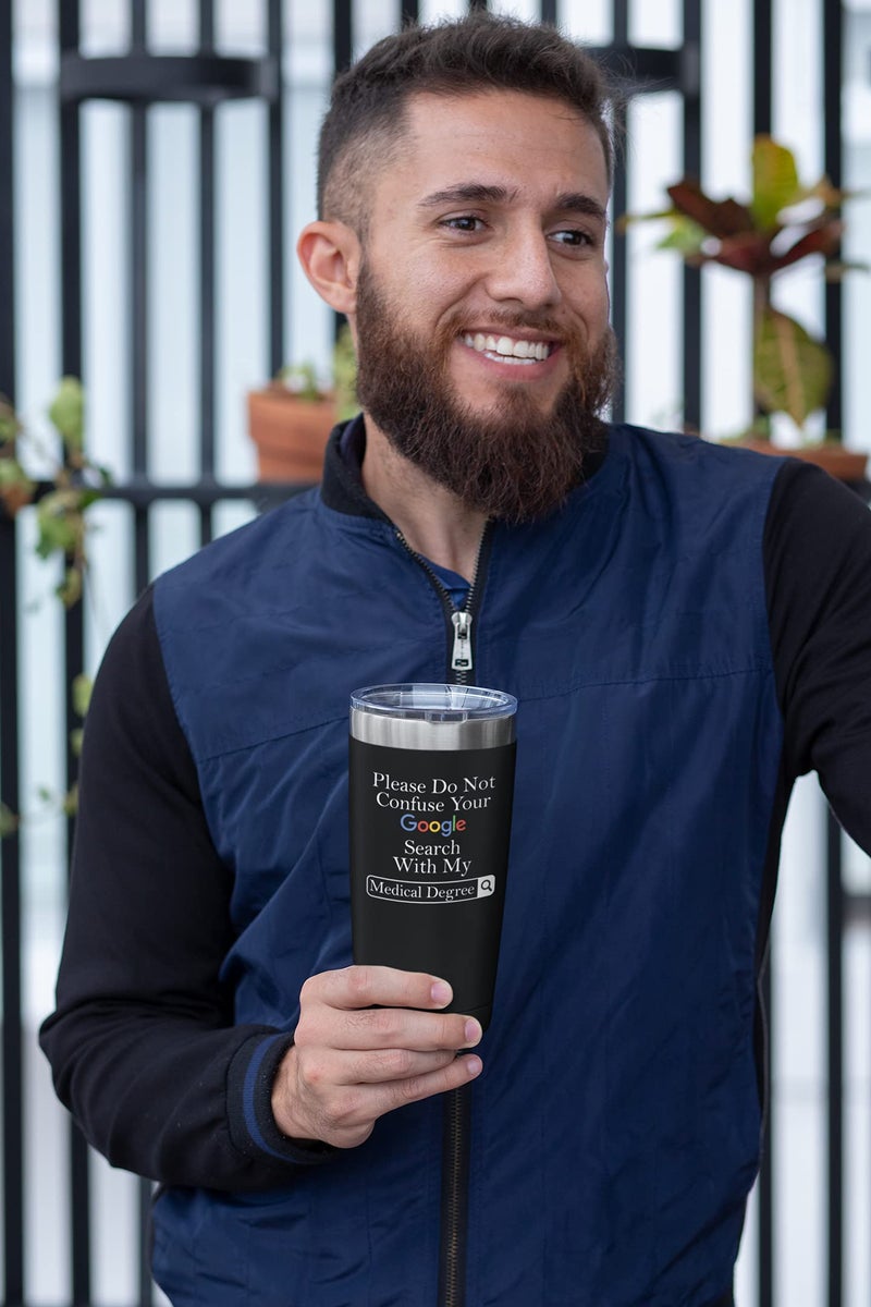 KLUBI Christmas Doctor Gifts for Men Women â€“ Funny Doctor Tumbler 20oz, â€œPlease Do Not Confuse Your Google Search With My Medical Degreeâ€ â€“ Unique Xmas Gifts for Doctors, Gift for Residency - Image 3