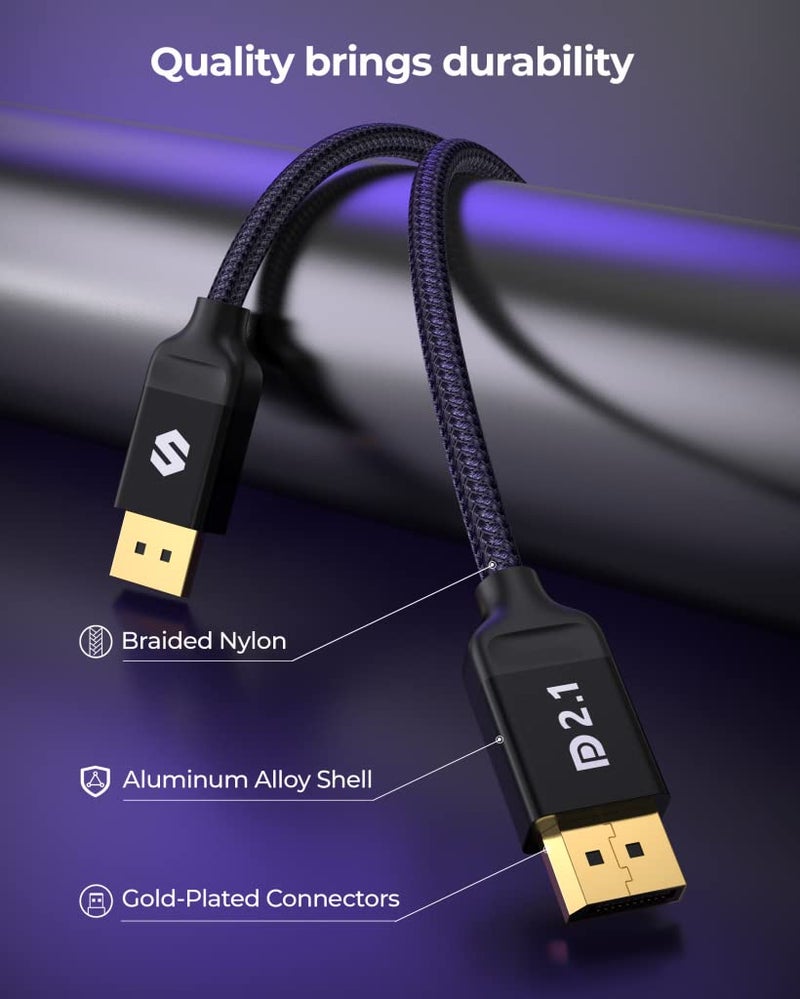 Silkland DisplayPort 2.1 Cable 10FT, DP 2.0 Cable [16K@30Hz,8K@120Hz, 4K@240Hz, 2K@360Hz] 40Gbps HDR, HDCP DSC 1.2a, Compatible FreeSync G-Sync Gaming Monitor 4090 3090Ti 7900XTX - Image 3