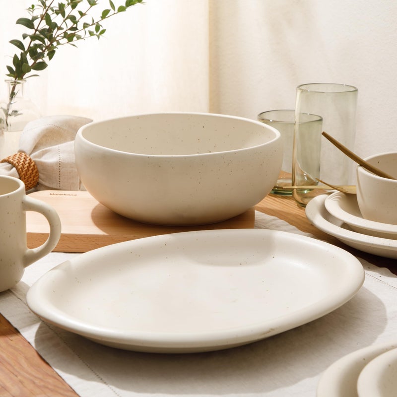 Bloomhouse - Two Time Oprah's Favorite Things Winner - Corsica Clay 2-Piece Serving Set â€“ Oval Platter and Bowl in Sea Salt White, Durable Stoneware for Entertaining & Everyday Use - Image 5