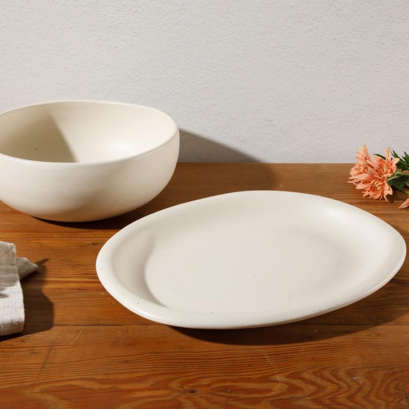 Bloomhouse - Two Time Oprah's Favorite Things Winner - Corsica Clay 2-Piece Serving Set â€“ Oval Platter and Bowl in Sea Salt White, Durable Stoneware for Entertaining & Everyday Use - Image 4