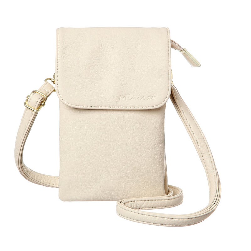 MINICAT Roomy Pockets Small Crossbody Bags Cell Phone Wallet Purses for Women(Beige) - Image 1