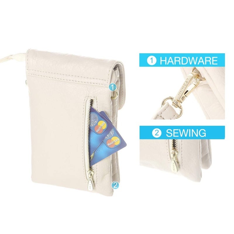 MINICAT Roomy Pockets Small Crossbody Bags Cell Phone Wallet Purses for Women(Beige) - Image 4
