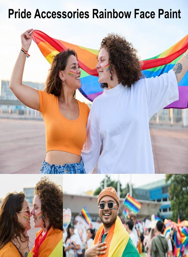 MEICOLY Water Activated Eyeliner 6 Colors,Neon Pride Rainbow Face Paint for LGBTQ,Retro Graphic Hydra Eye Liner,UV Glow in the Dark Fluorescent Blacklight Matte Split Cake,Body Paint for Halloween - Image 2