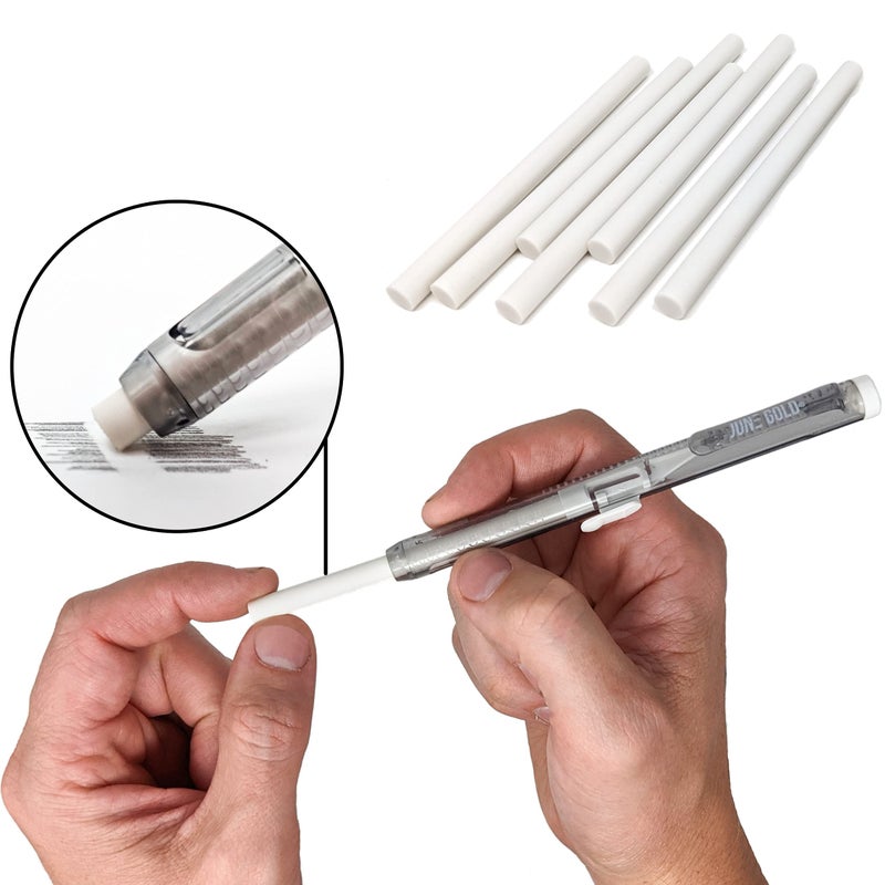 June Gold 15 Piece Art Eraser Set, 3 White Vinyl (Firm), 3 Pink Rubber (Medium), 3 Kneaded (Soft), 3 Retractable (Precision), & 3 Retractable Refills - Image 3