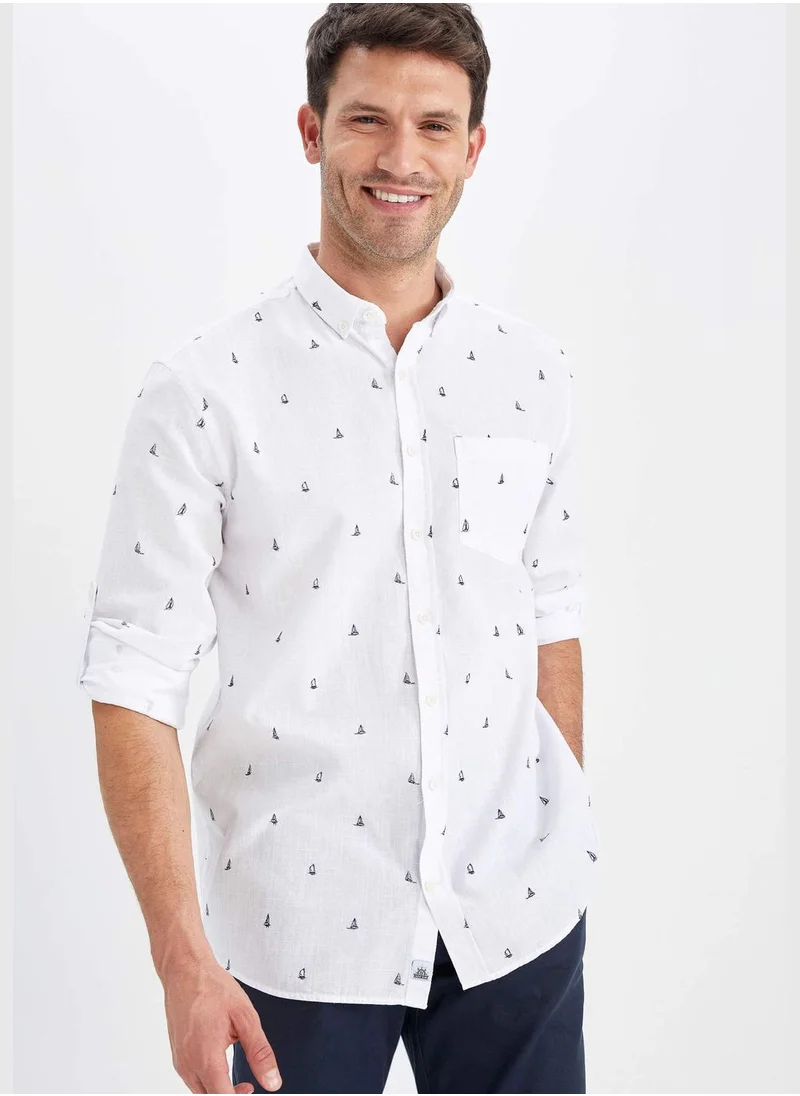 DeFacto Regular Fit Long Sleeve Minimal Print Shirt