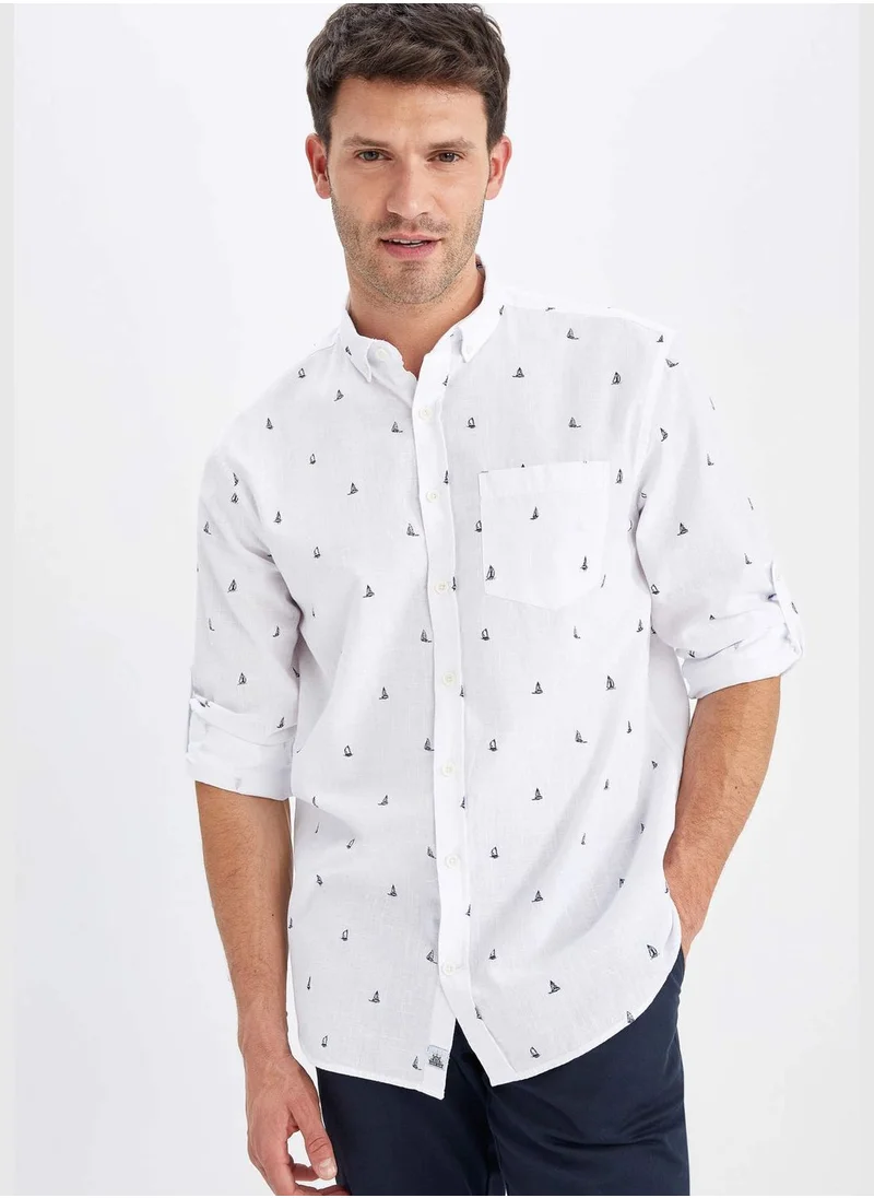 DeFacto Regular Fit Long Sleeve Minimal Print Shirt